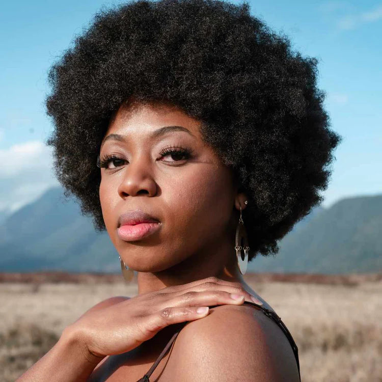 woman, curly black afro