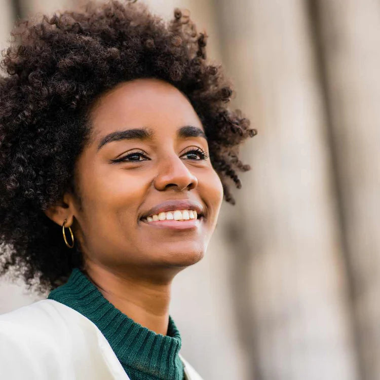 woman, curly brunette afro